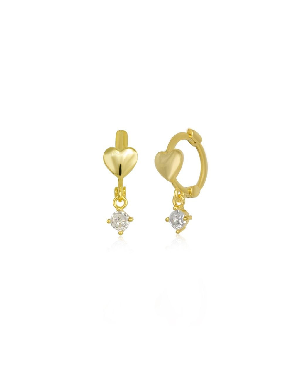 Spero London Metallic Heart Huggie Hoop Sterling Silver Drop Earring