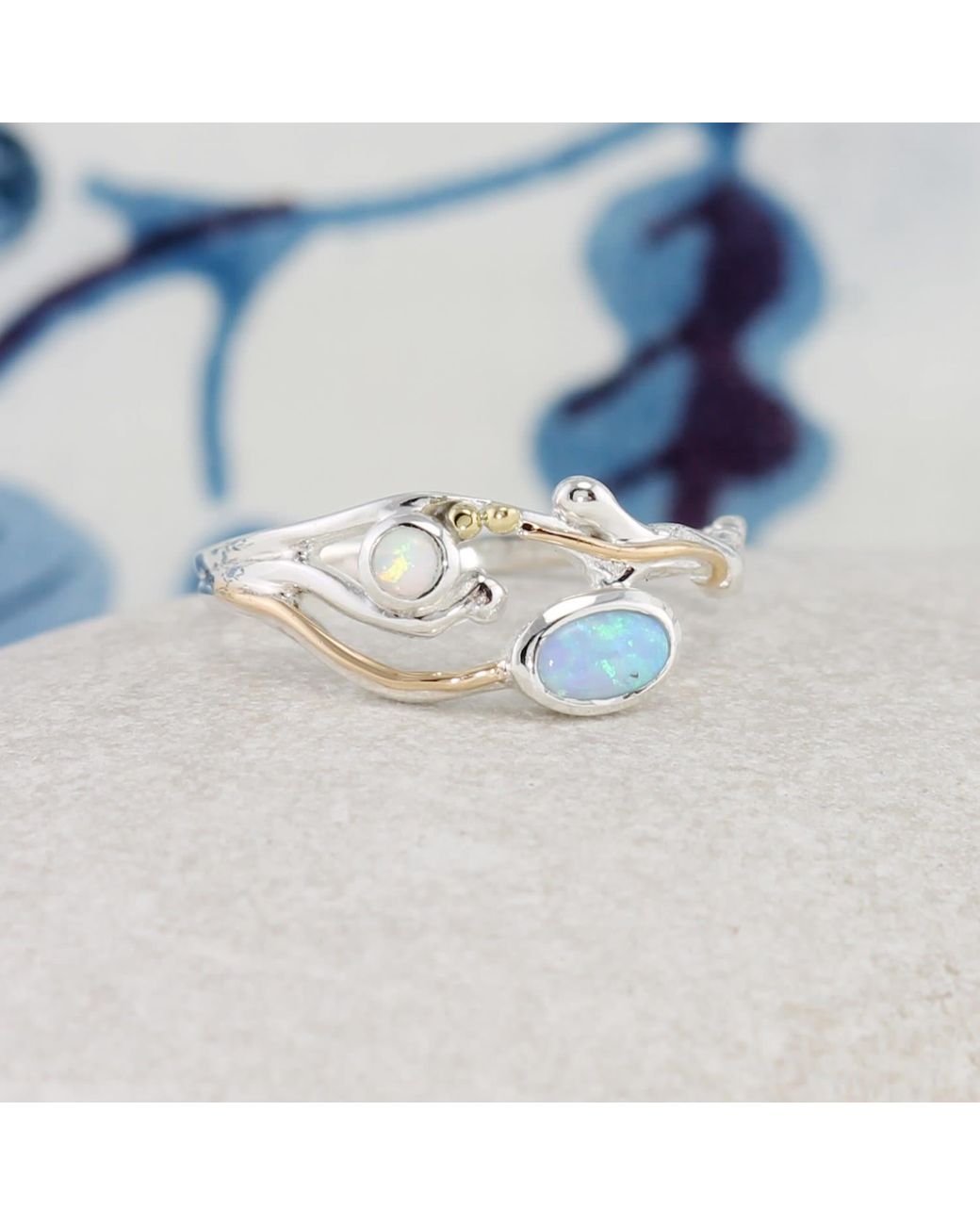 Isla Silver White Sterling Fire Opal Ring