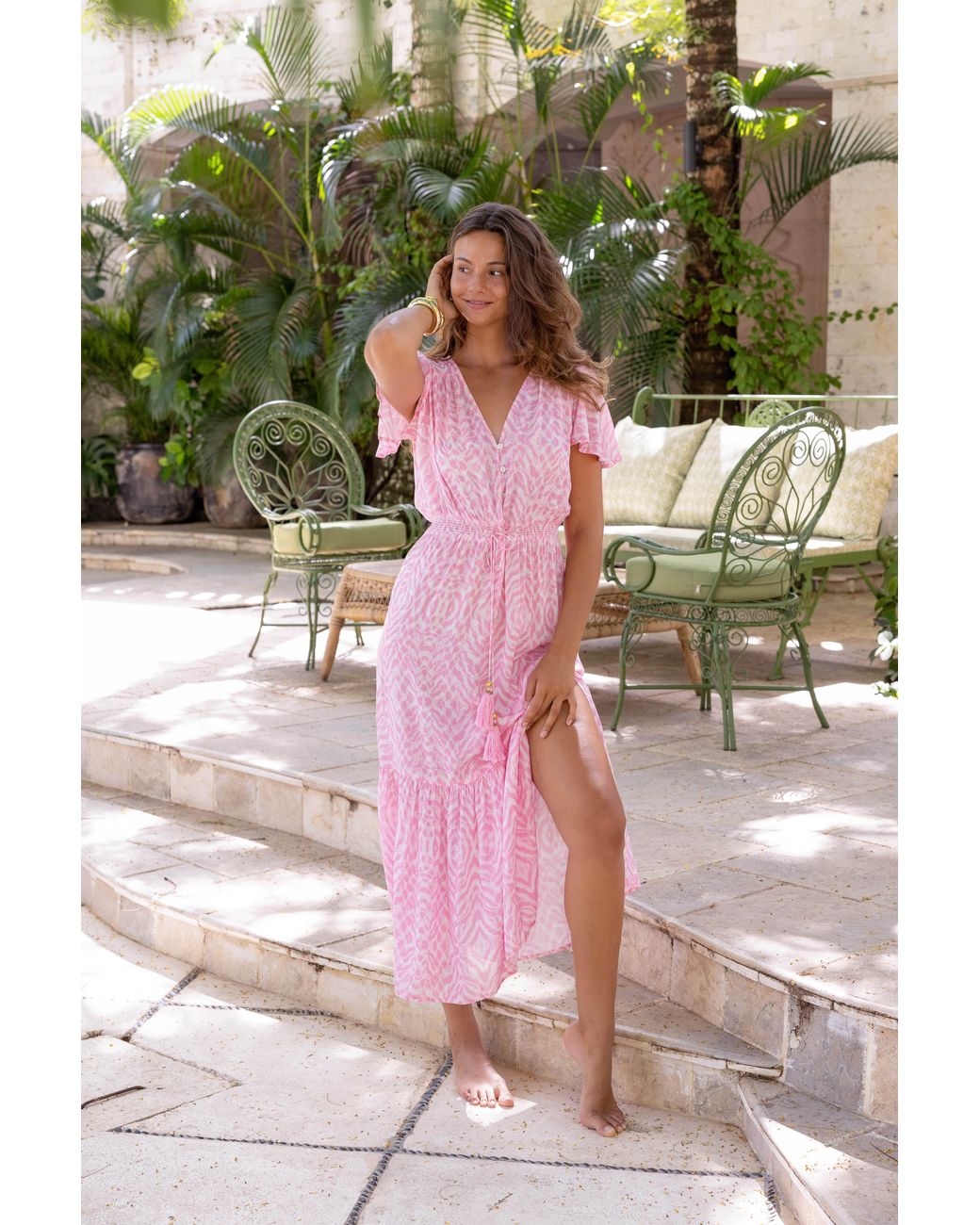 Sophia Alexia Pink Shell Zebra Florence Maxi Dress