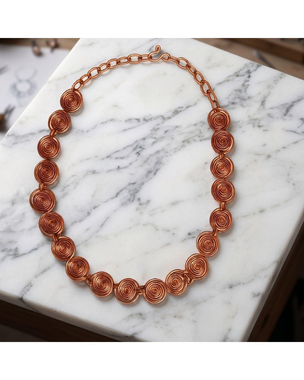 Anatoliacraft Brown Copper Spiral Statement Necklace