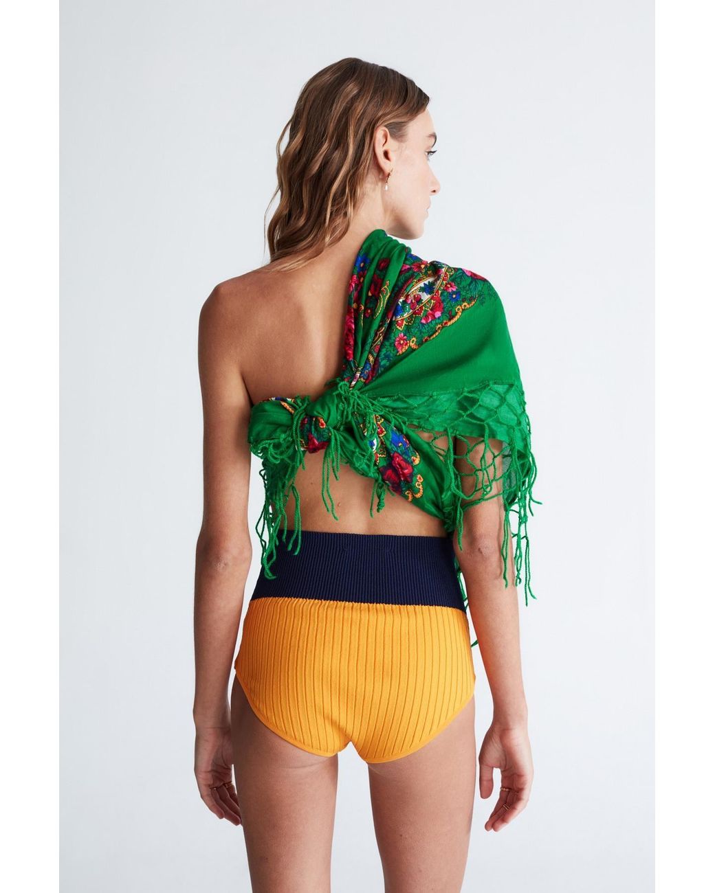 Peraluna Orange Dora Rib Knit Shorts