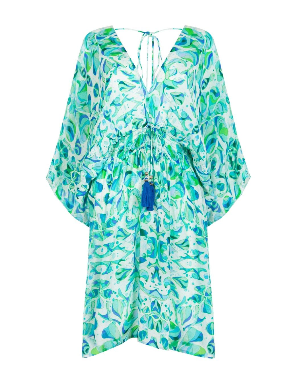 Sophia Alexia Blue Floral Mermaid Mini Capri Kimono Dress