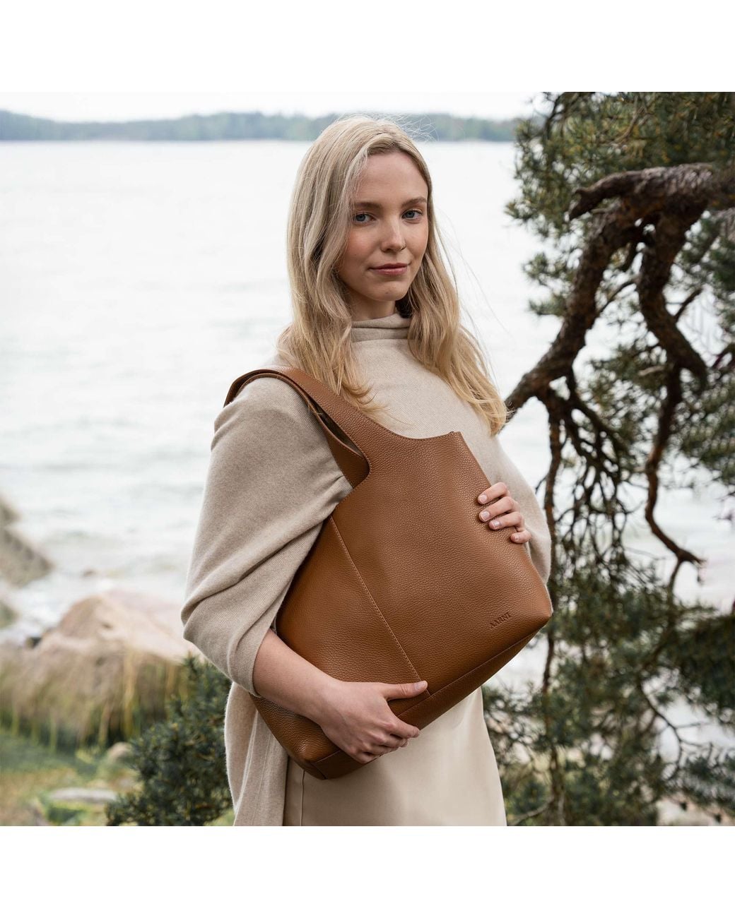 Aarni Brown Aava Tote Bag, Cognac