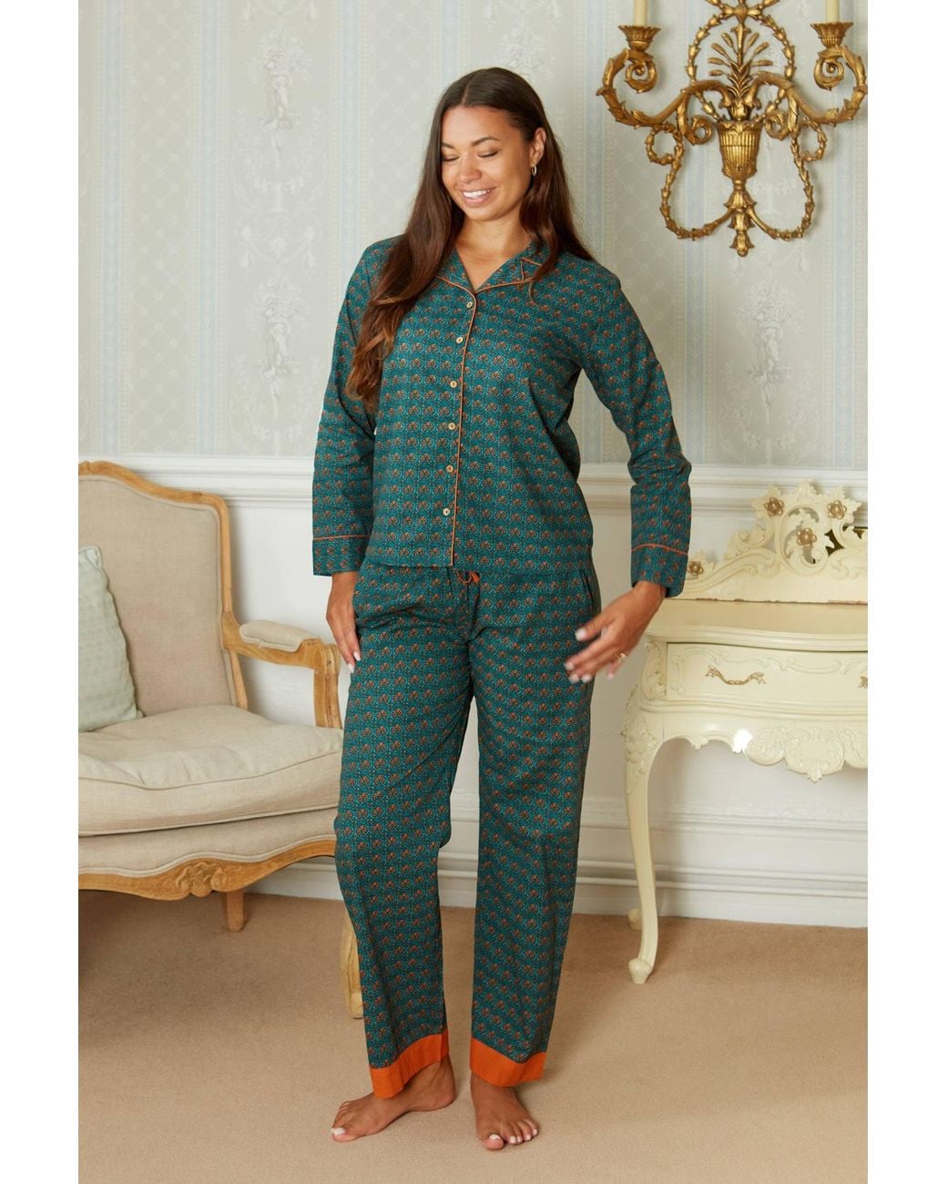 Inara Green Cinnamon Dusk Cotton Pyjamas