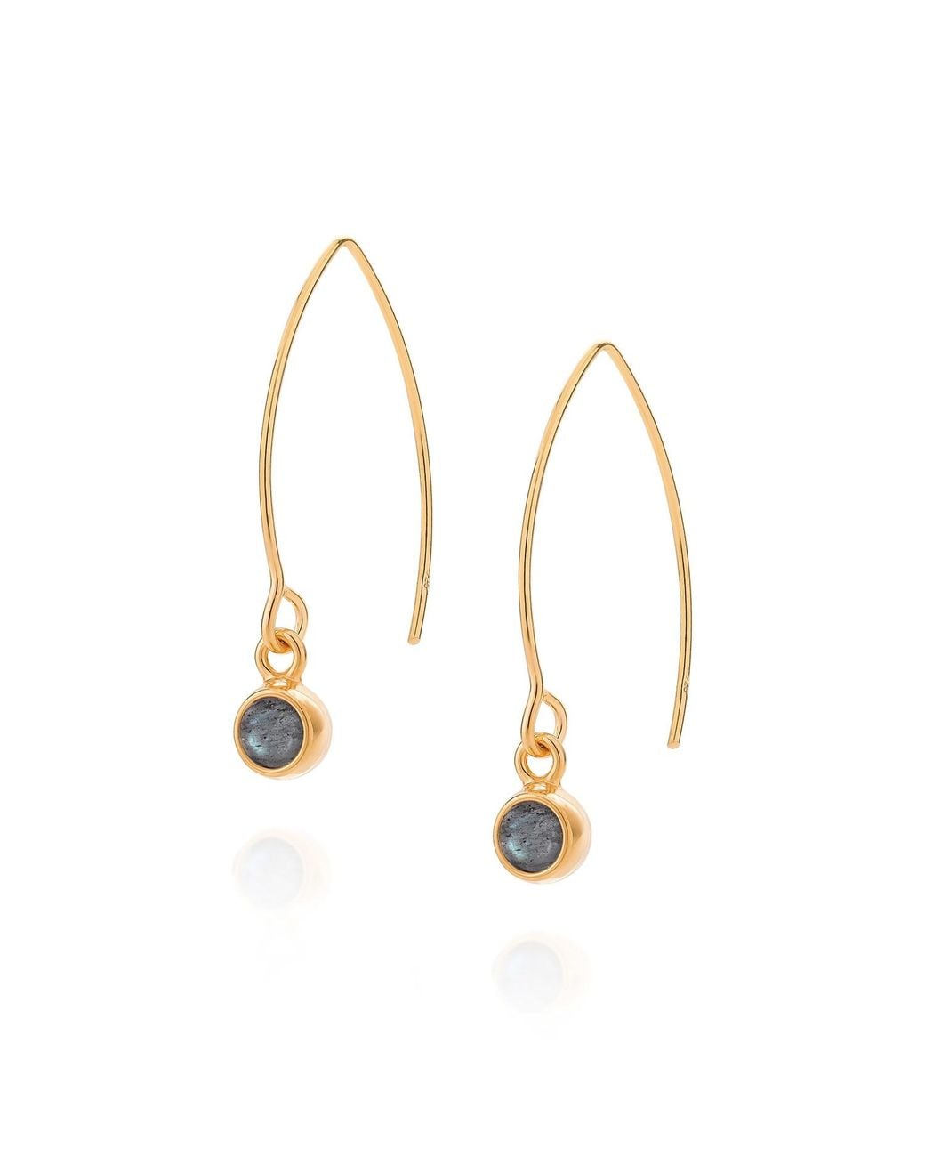 Nellou Jewellery Metallic Labradorite Gem Dot Arc Earrings
