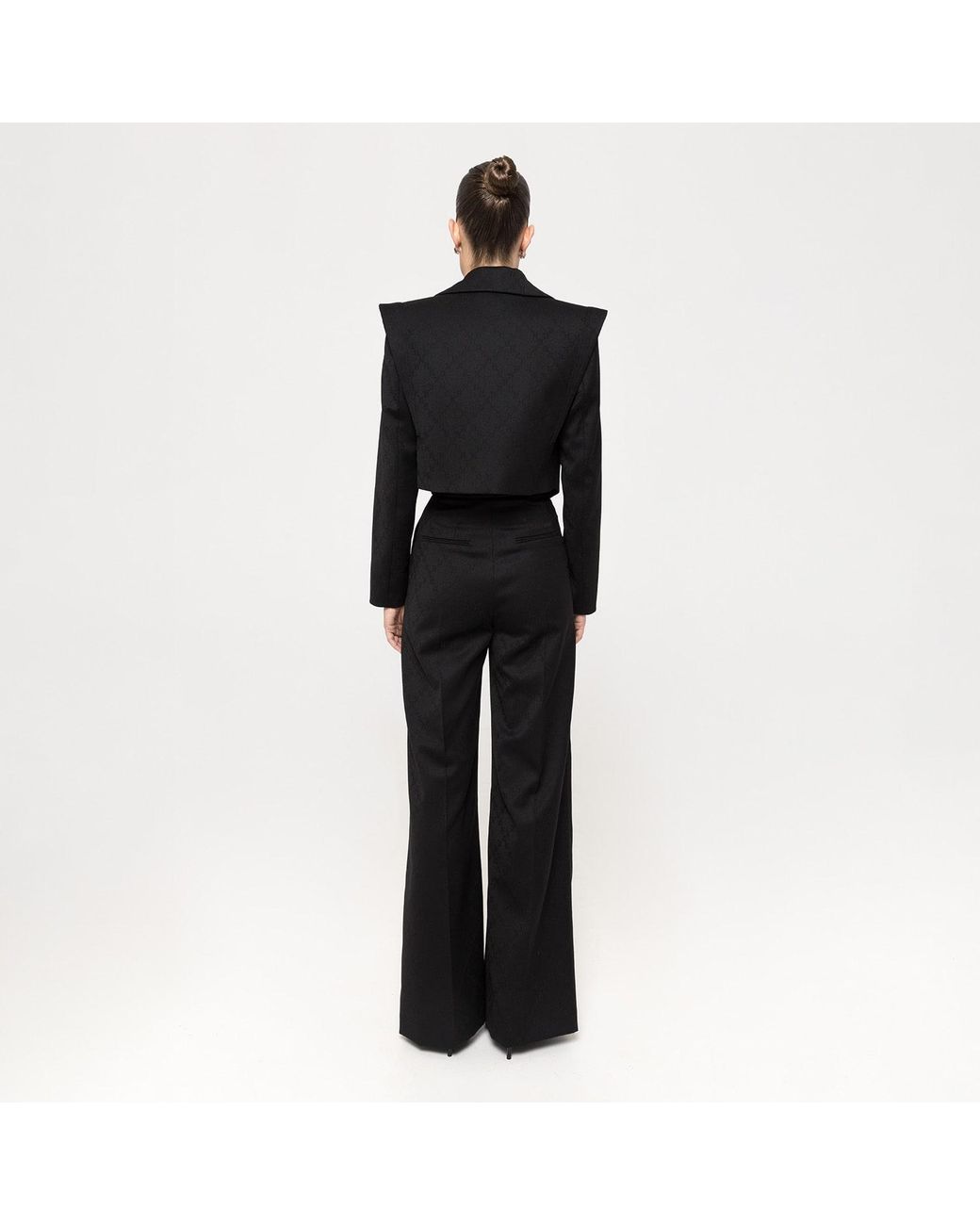 Nissa Black Logo-Print Wool Pants