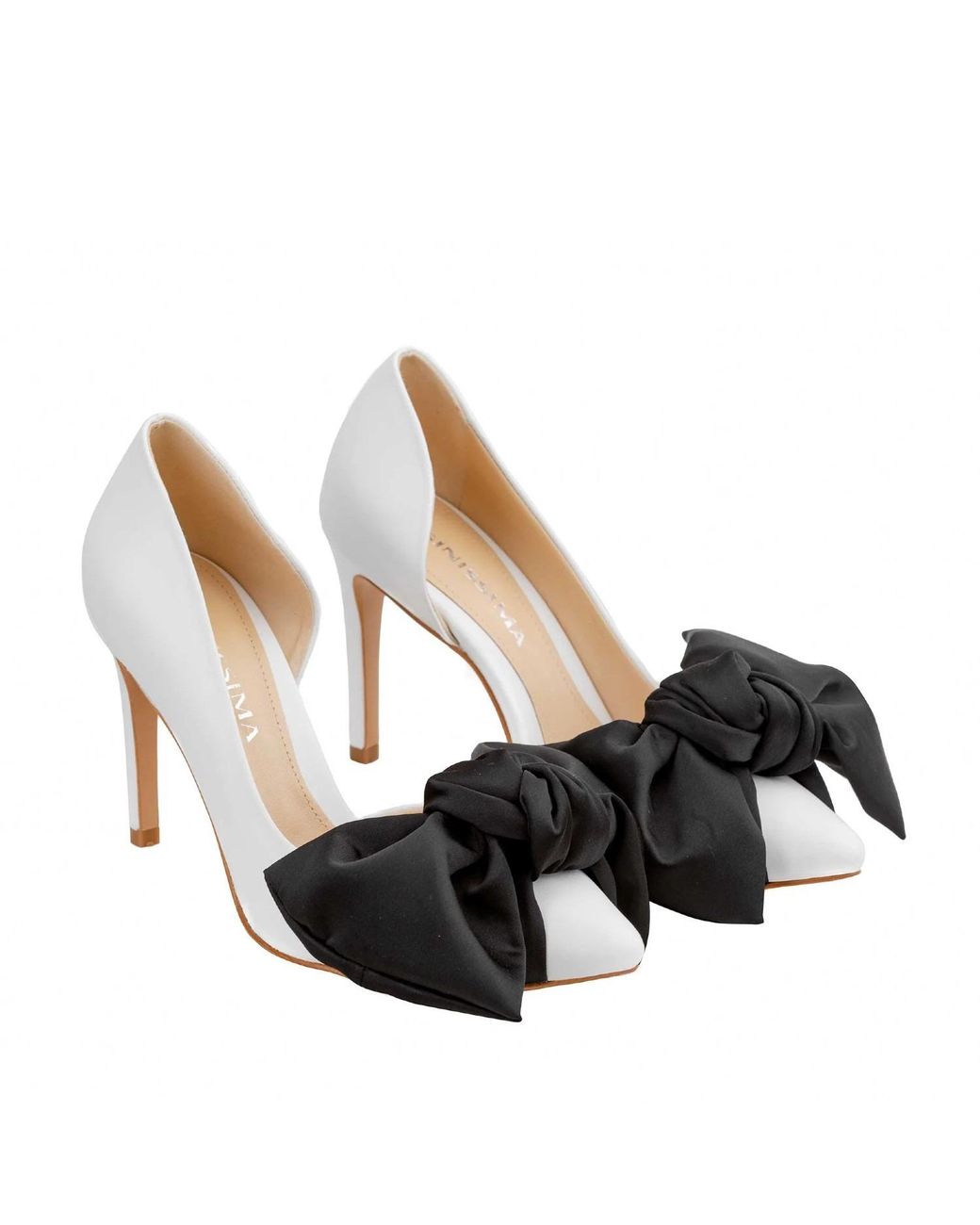 Ginissima Black Samantha Leather And Oversized Satin Bow Open Sided Stiletto