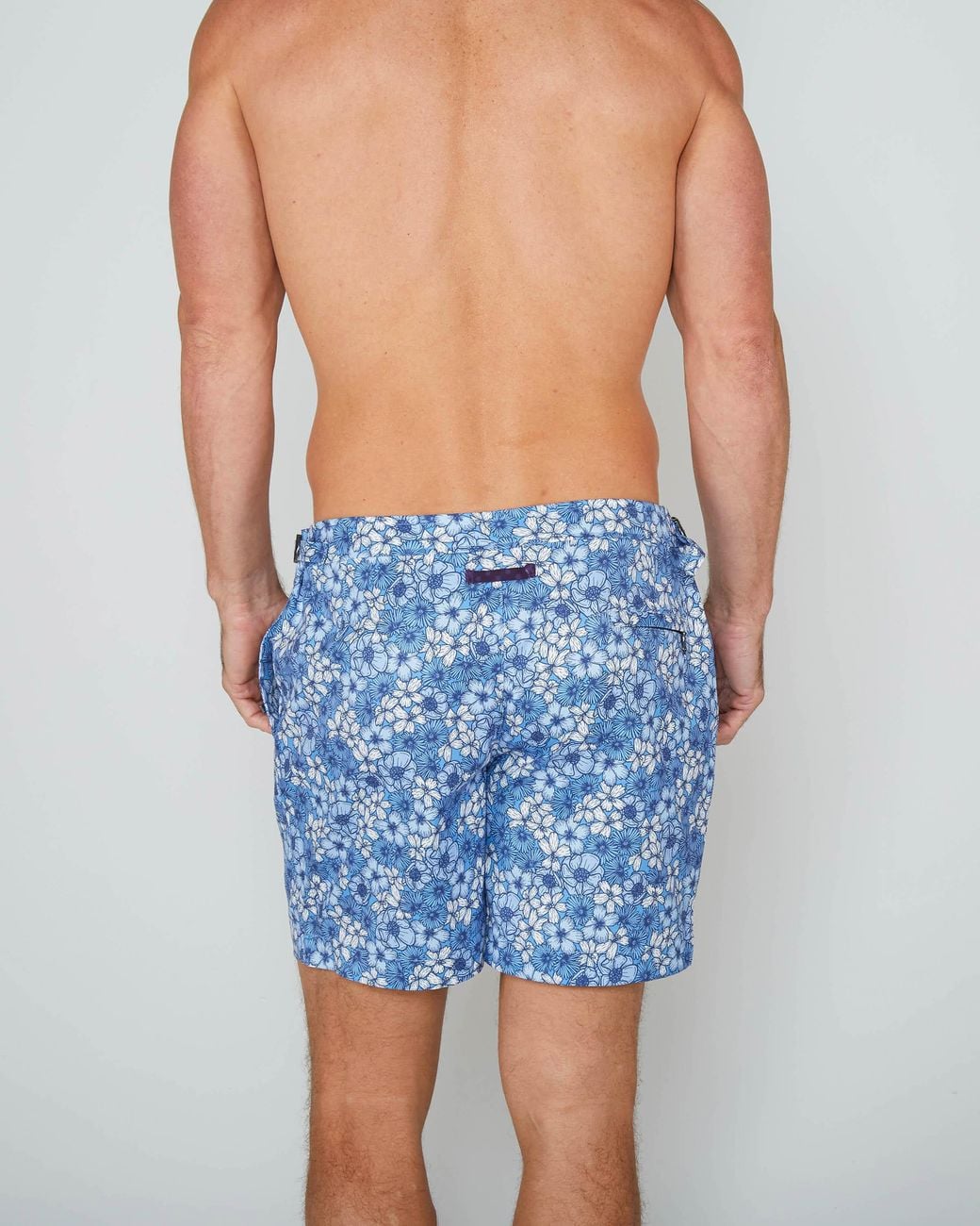 Lords of Harlech Blue Neptune Dense Floral Tailored Swim Short for men