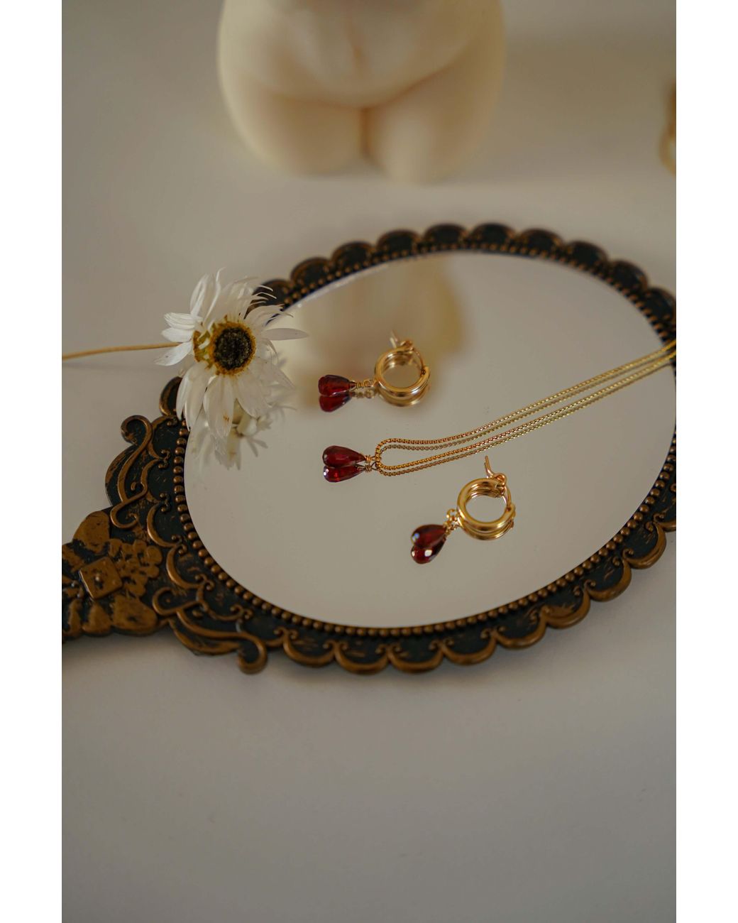 Katy Faye Metallic Colette Garnet Earrings