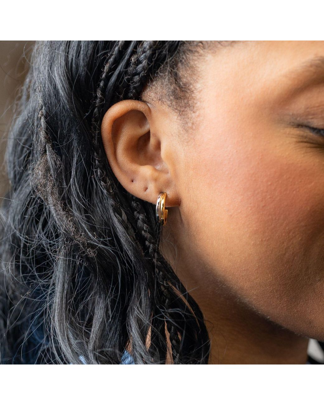 Belinda Jewelz Metallic Dangle Mixed Metal Hoops