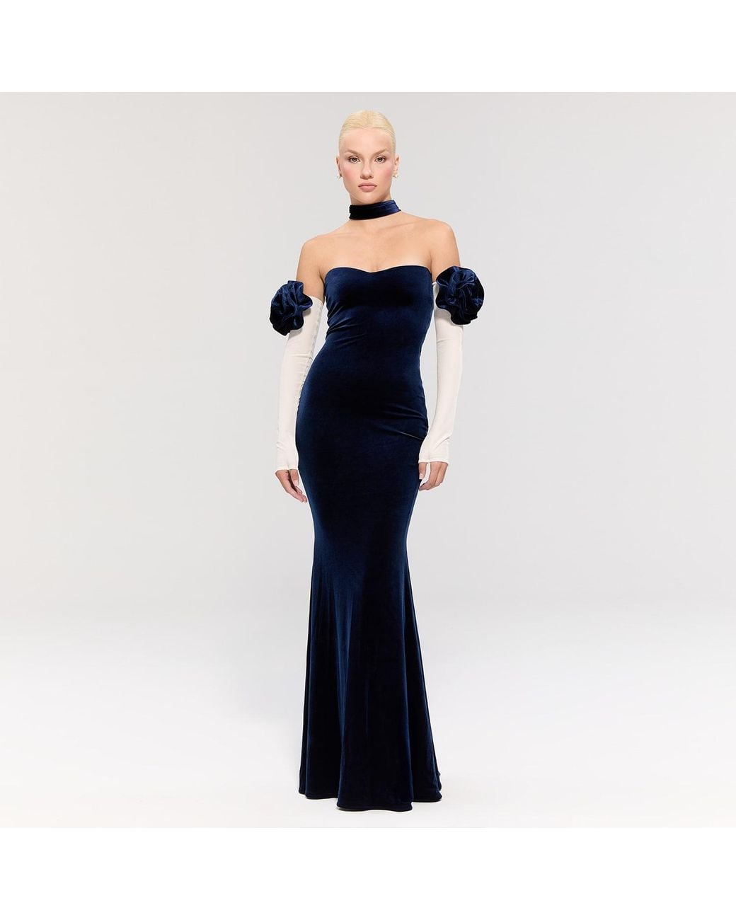 Nur Karaata Blue Versailles Rose N & W Gown
