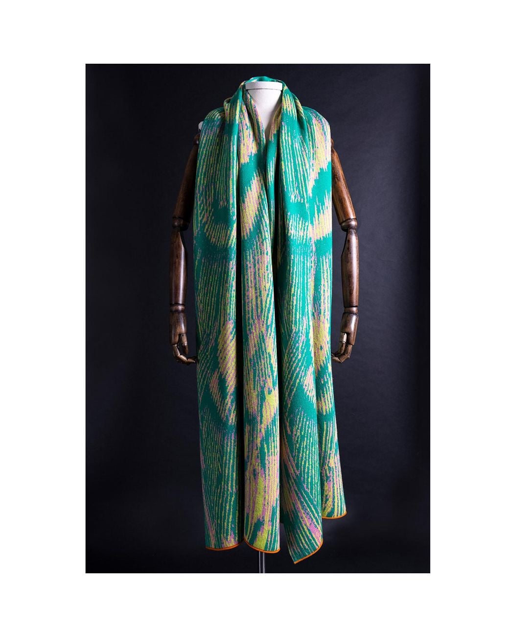 Essien & Emre Green Aureus Merino Wool Knitted Pattern Scarf