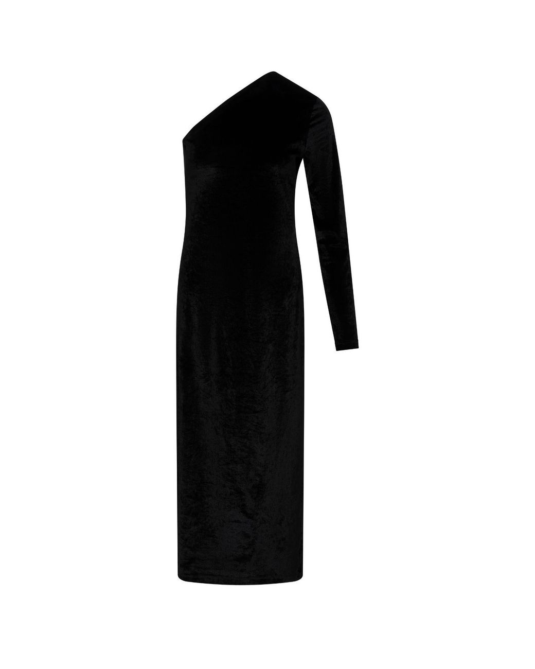 Thisisu Collection Black Pera Velvet One-Shoulder Dress