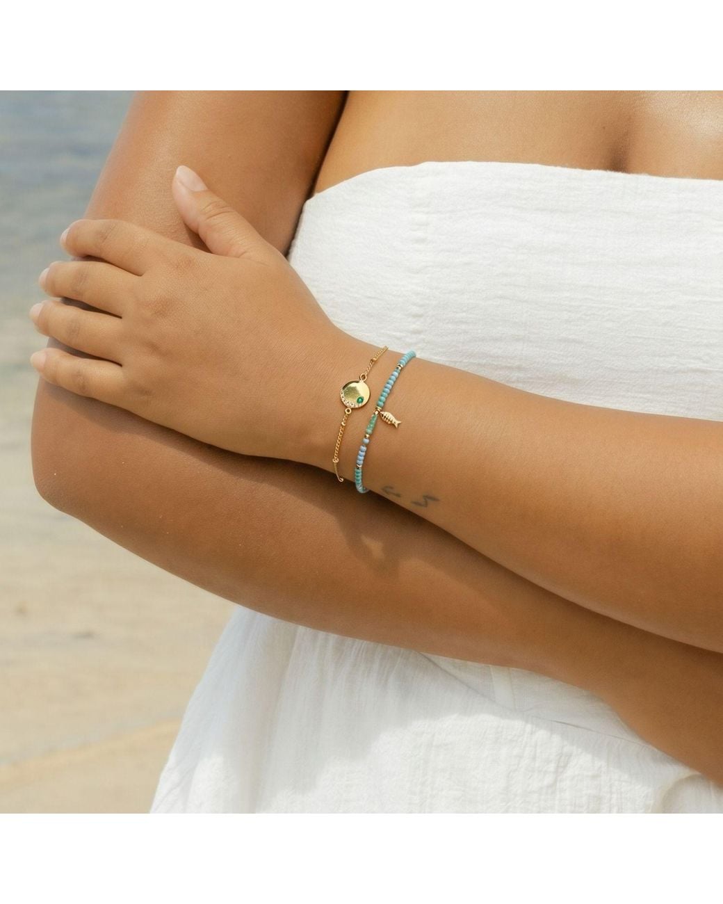 With Love Darling Blue Fish Beaded Bracelet