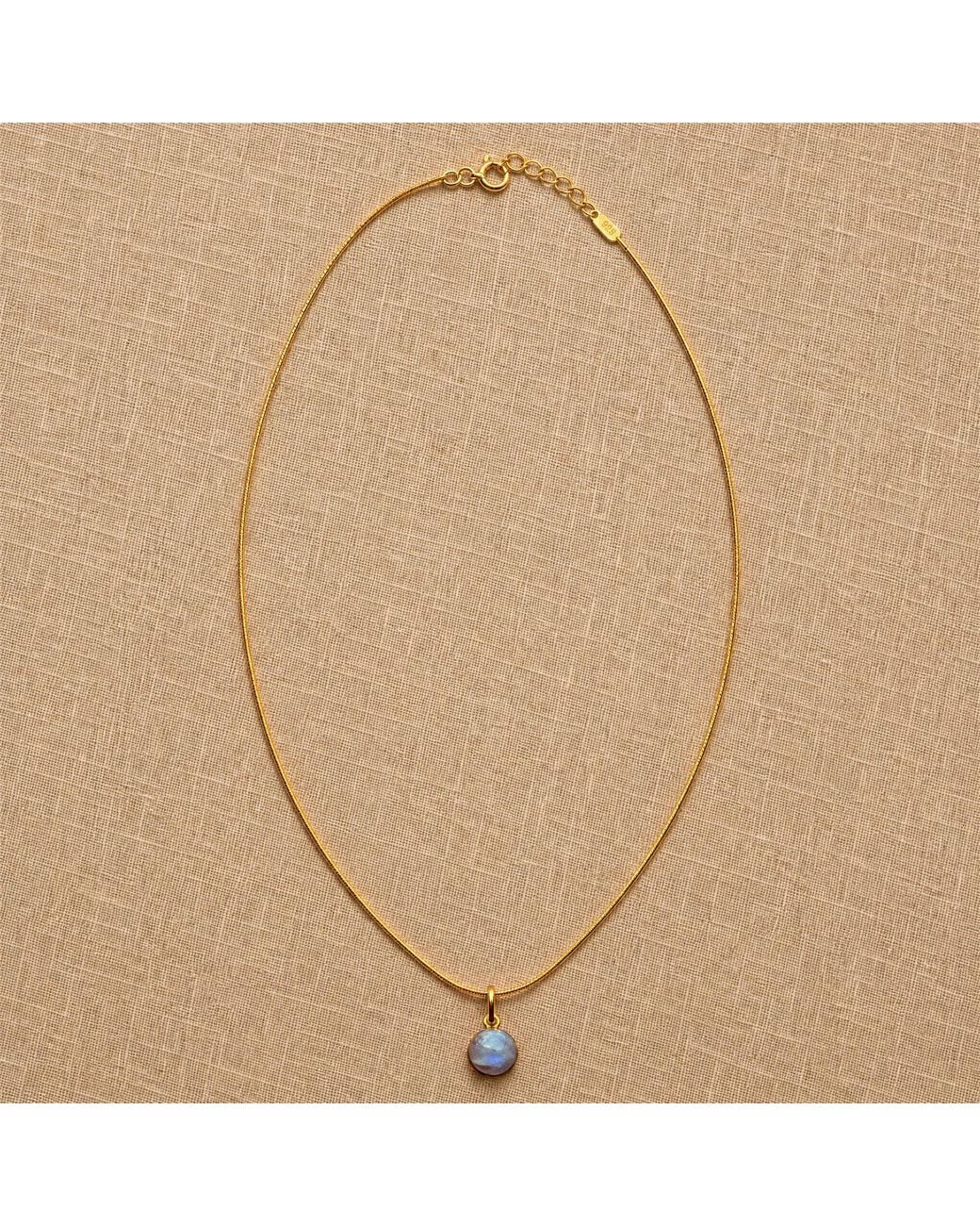 Saéa Metallic Dainty Moonstone Pendant Necklace On Snake Chain