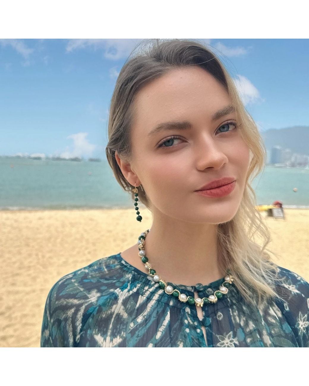 Farra Green Malachite Drops With Butterfly Hook Earrings