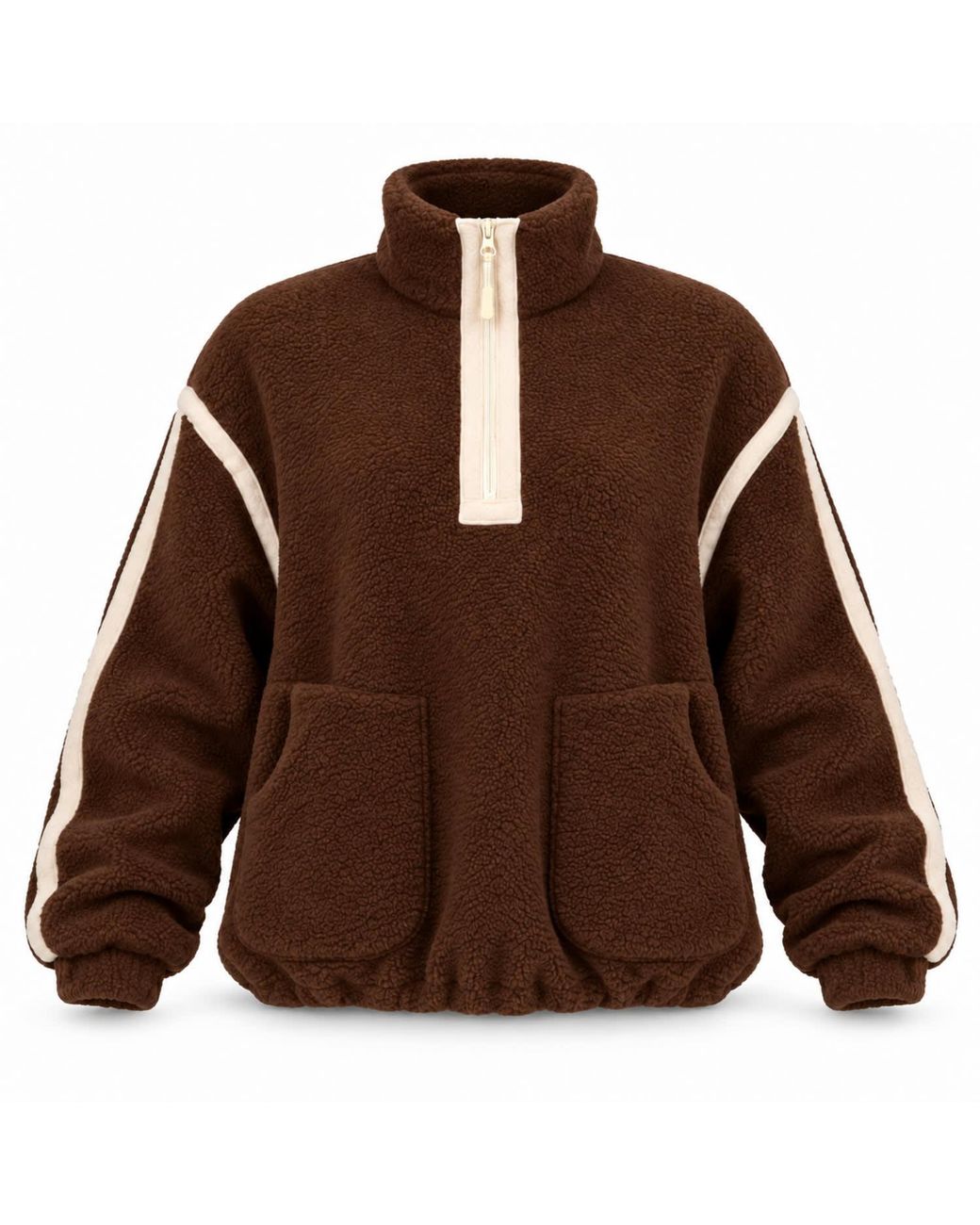 Girl In Mind Brown Lilo Contrast Binding Zip Pocket Detail Fleece Chocolate