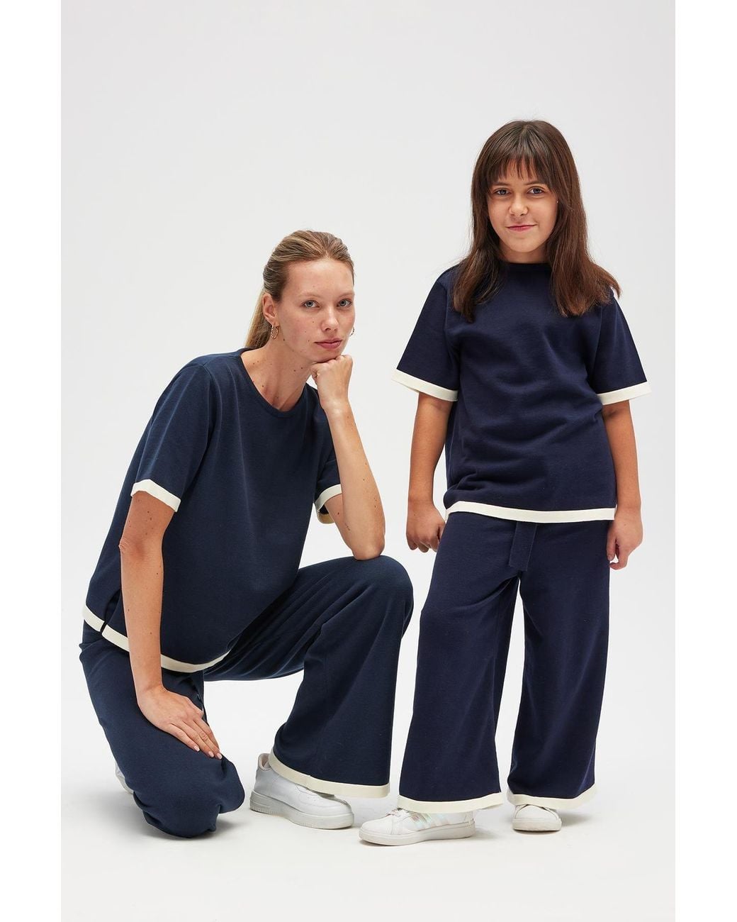 Peraluna Blue Rumi Waistbanded Knit Trousers
