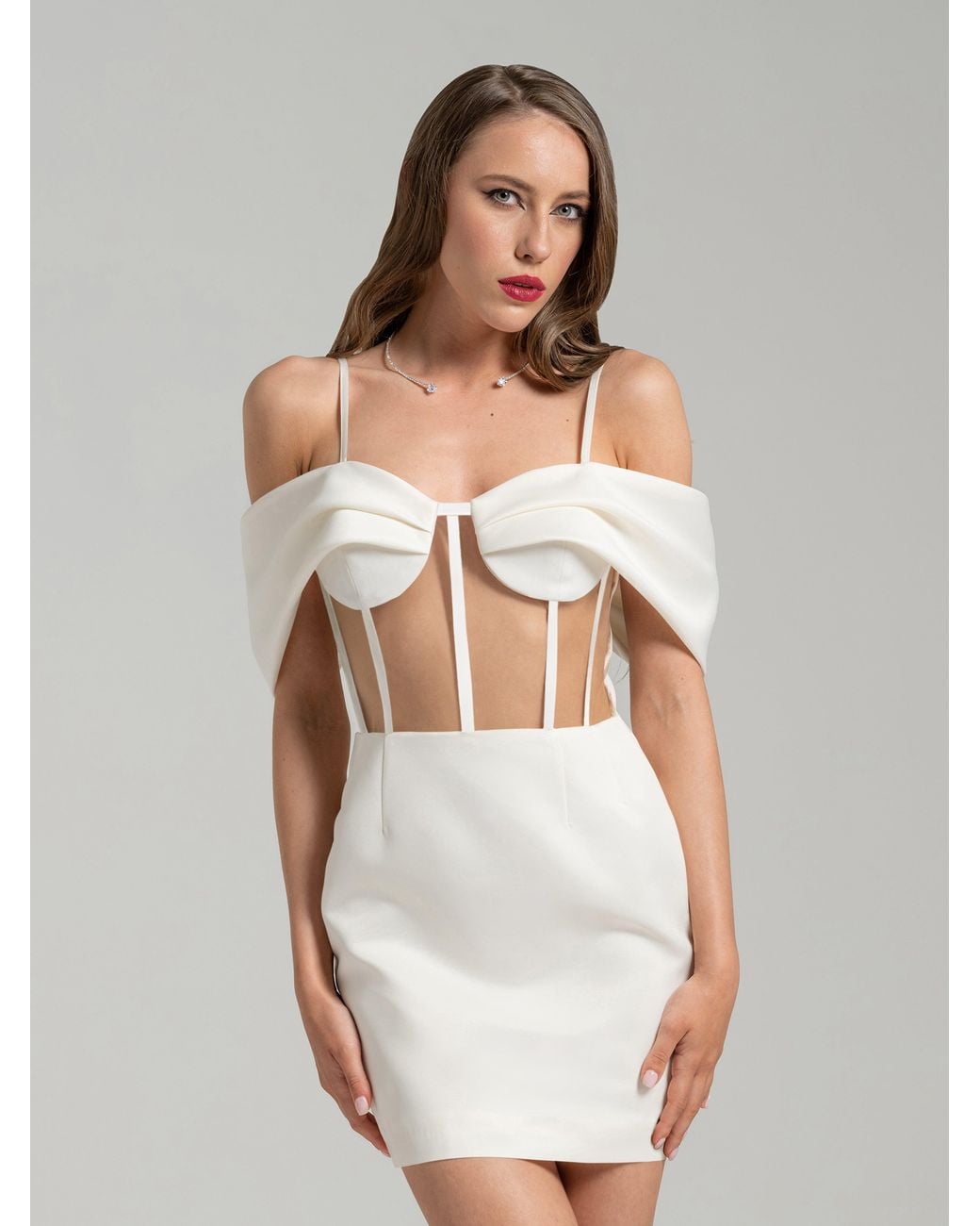 Tia Dorraine White Belle Of The Ball Satin Mini Dress