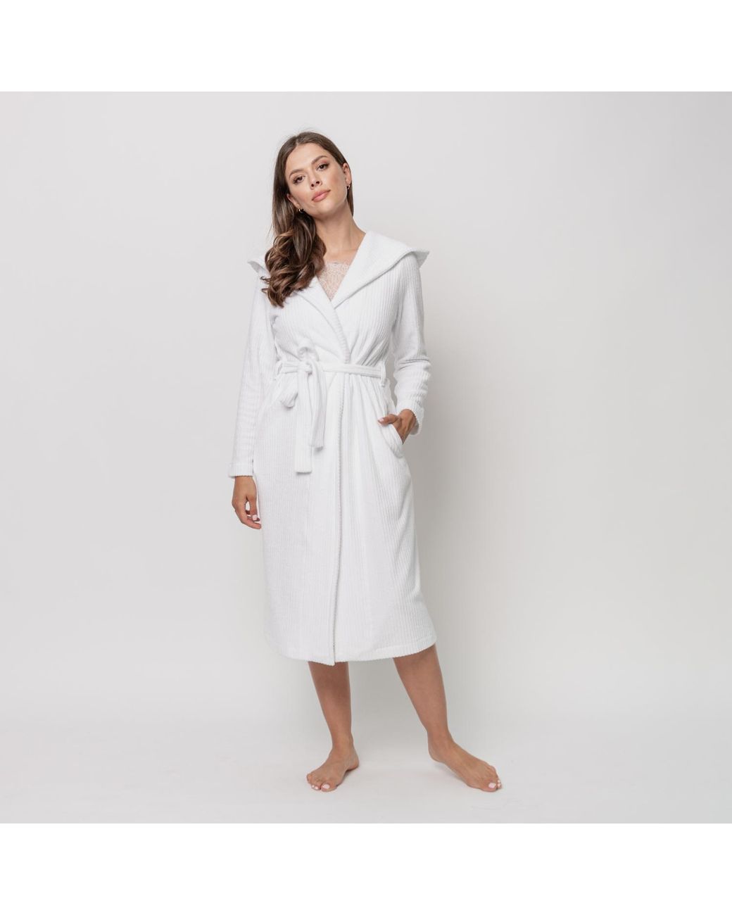 Oh!Zuza White Soft Dressing Gown With Hood