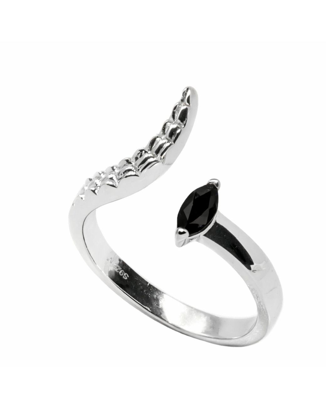 NASI SILVER Black Croctail Marquise Ring- Onyx