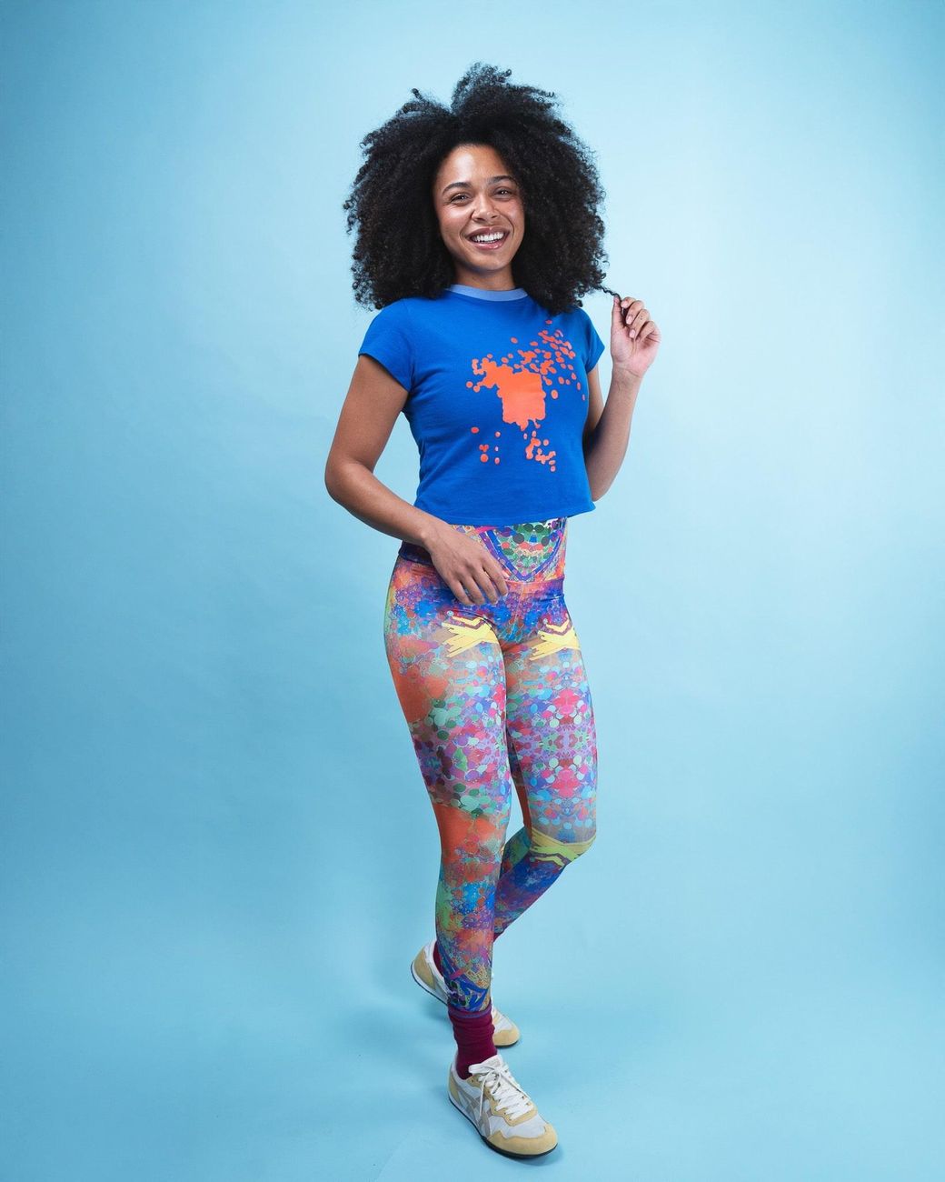 Lilia Munn Blue High Waisted Leggings –