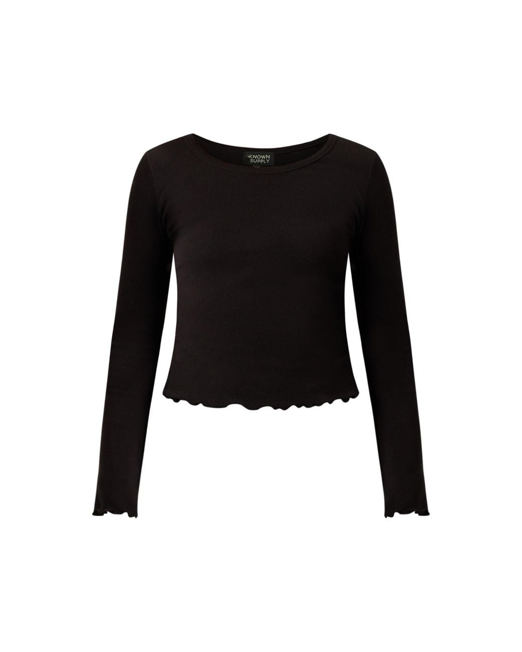 Known Supply Black Ribbed Cotton Long Sleeve