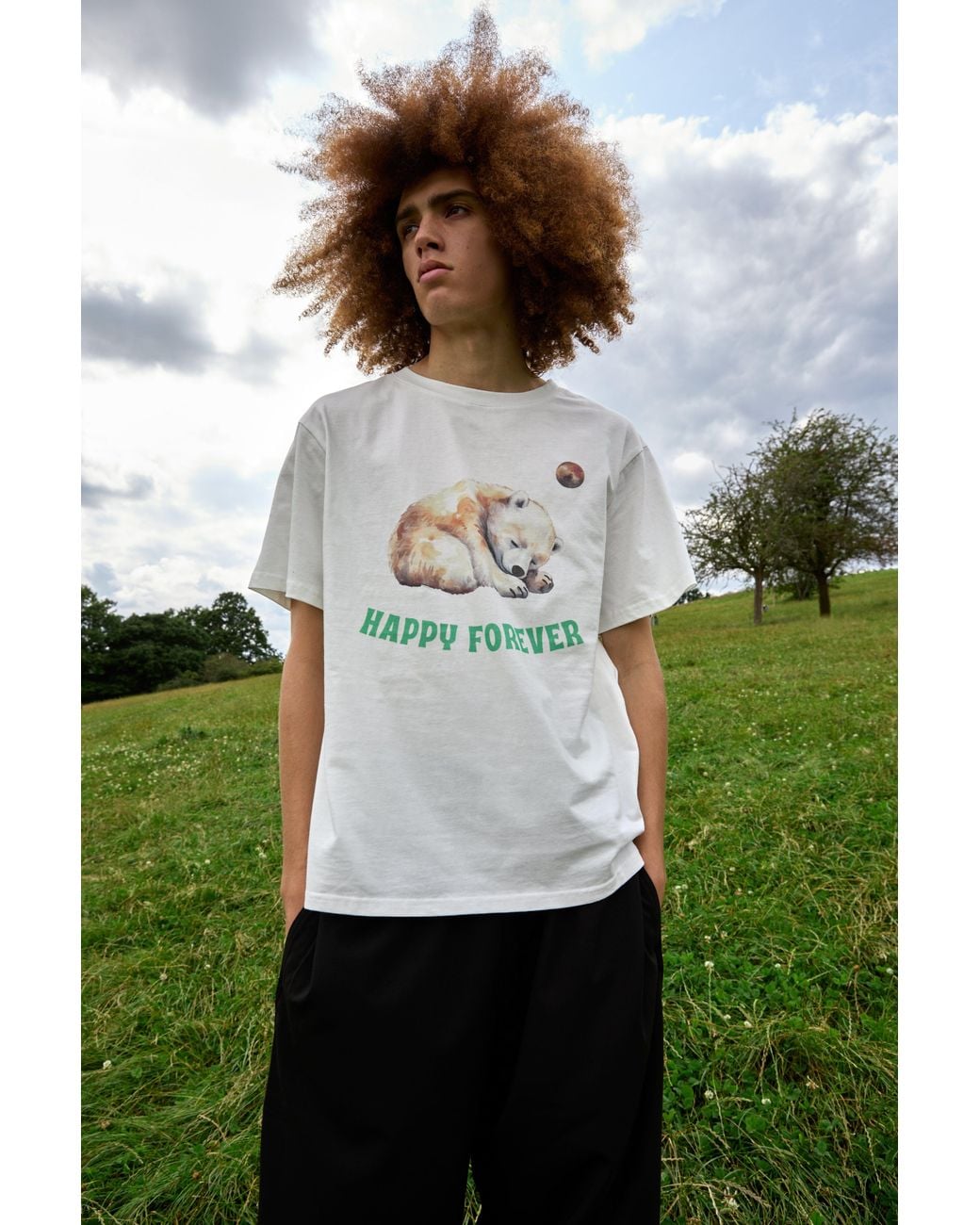 Sour Figs White Bear And Unknown Planet Print T-Shirt