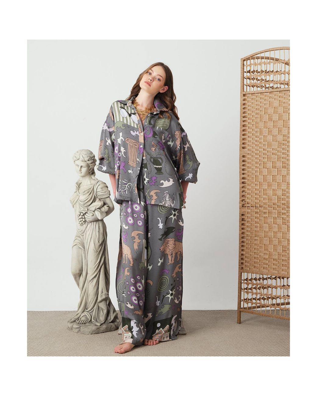 Iodes Gray Ayvalık Oversized Shirt
