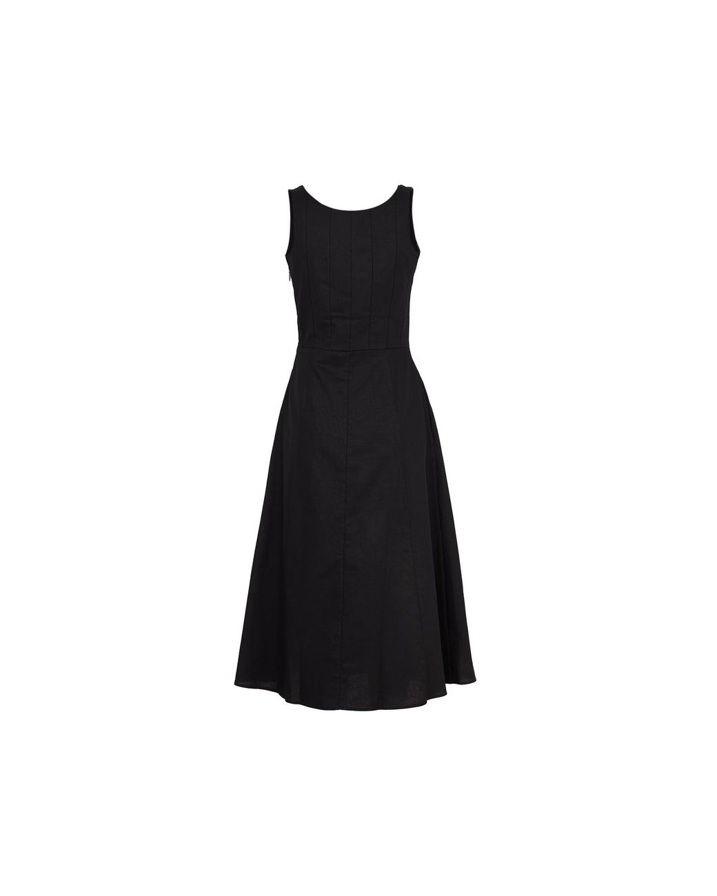 Zetaye Black Celeste Linen Cotton Midi Mini Dress