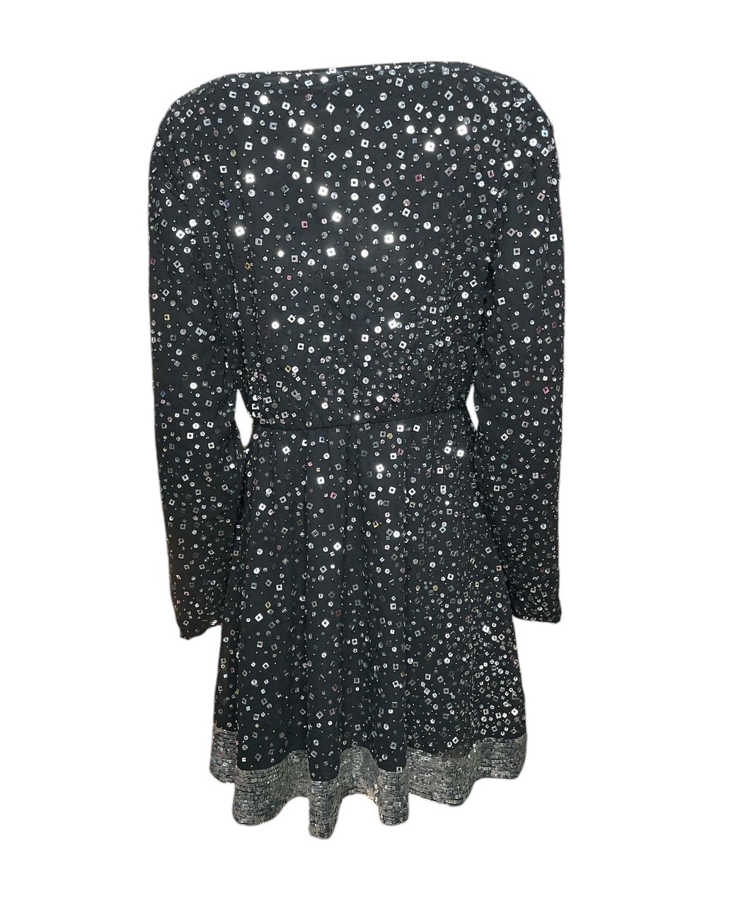 Any Old Iron Gray Sequin High Glam Square Dress