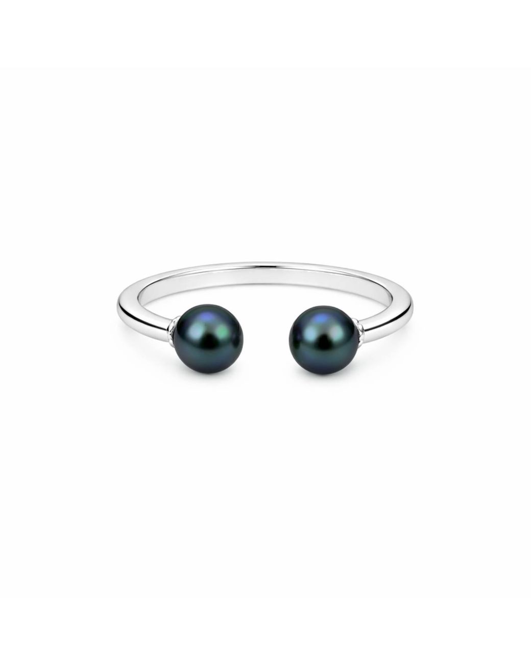 Pearl Code Blue Pearl Open Ring – Double Statement Design