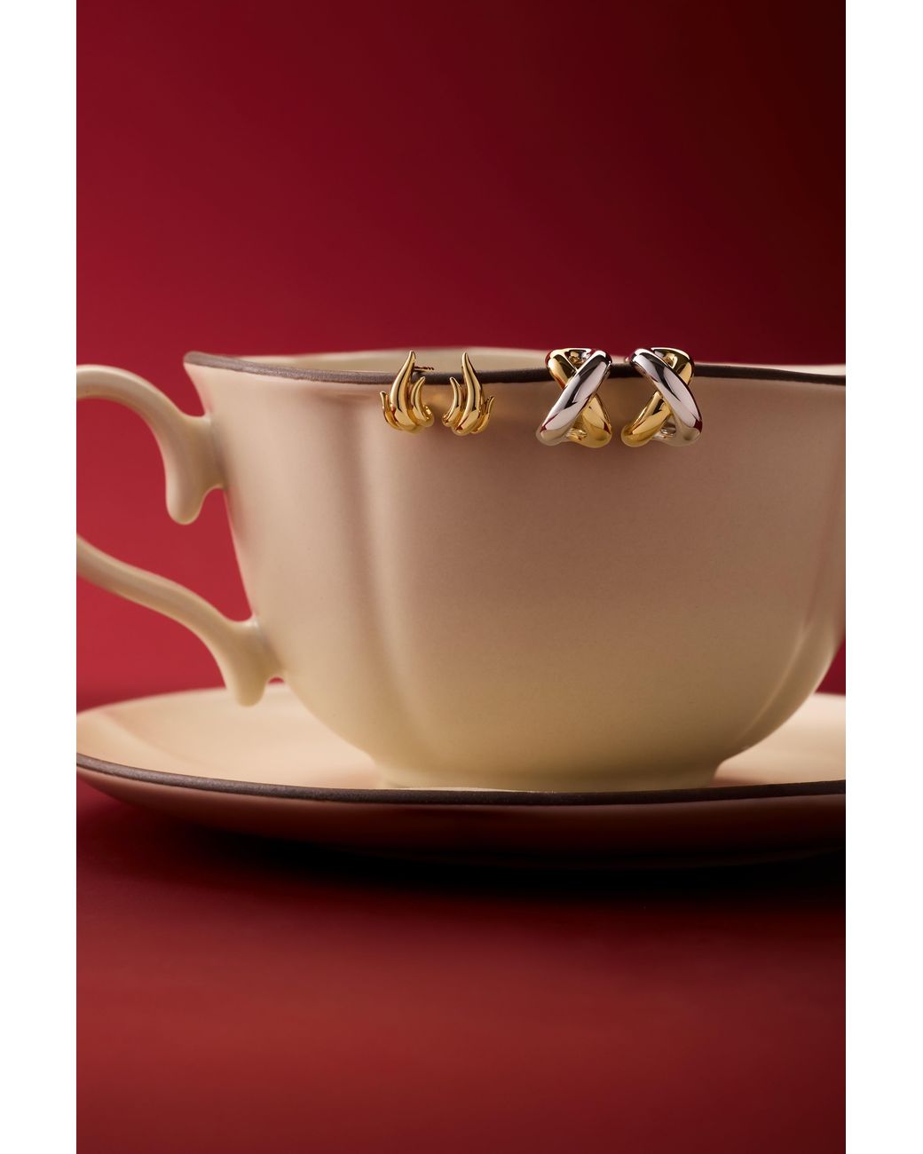 Vanhi Metallic Flame Stud Earrings