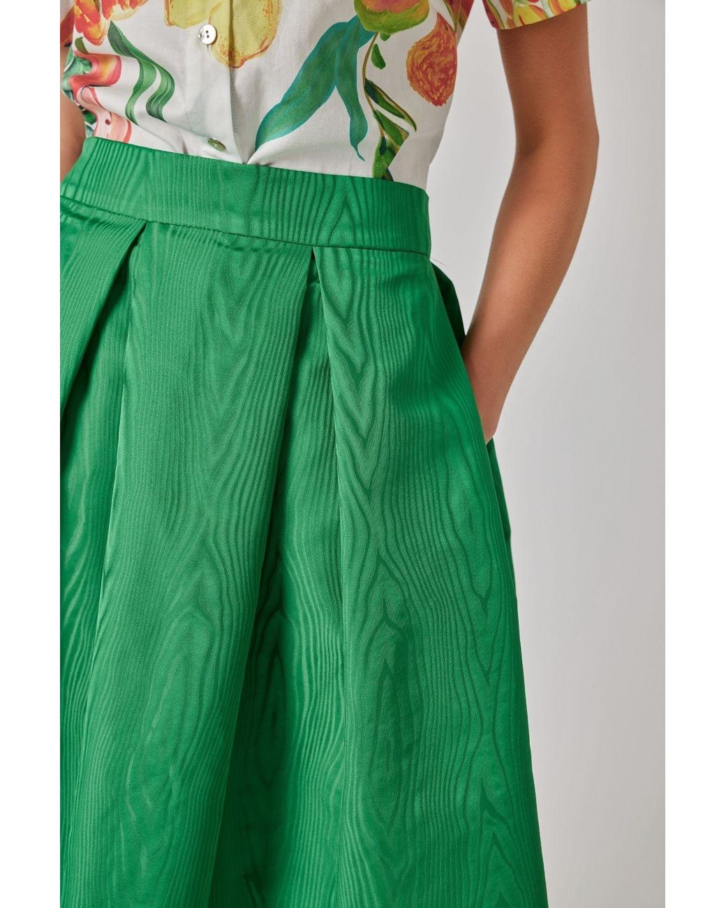 Marianna Déri Green Midi Skirt With Moiré Effect