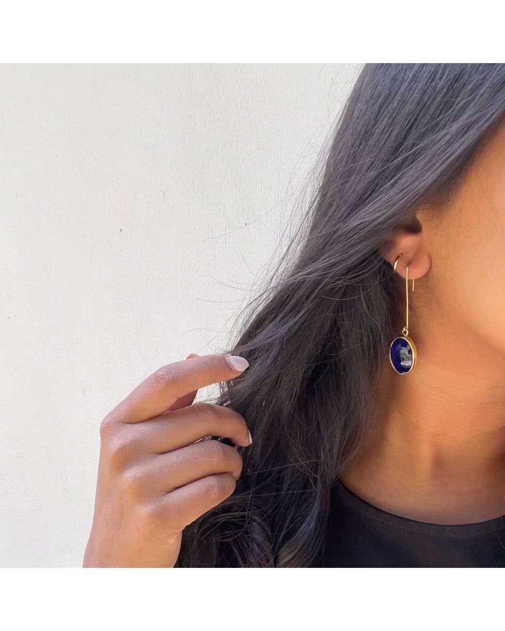 Lala Salama Blue Glass Droplet Earrings