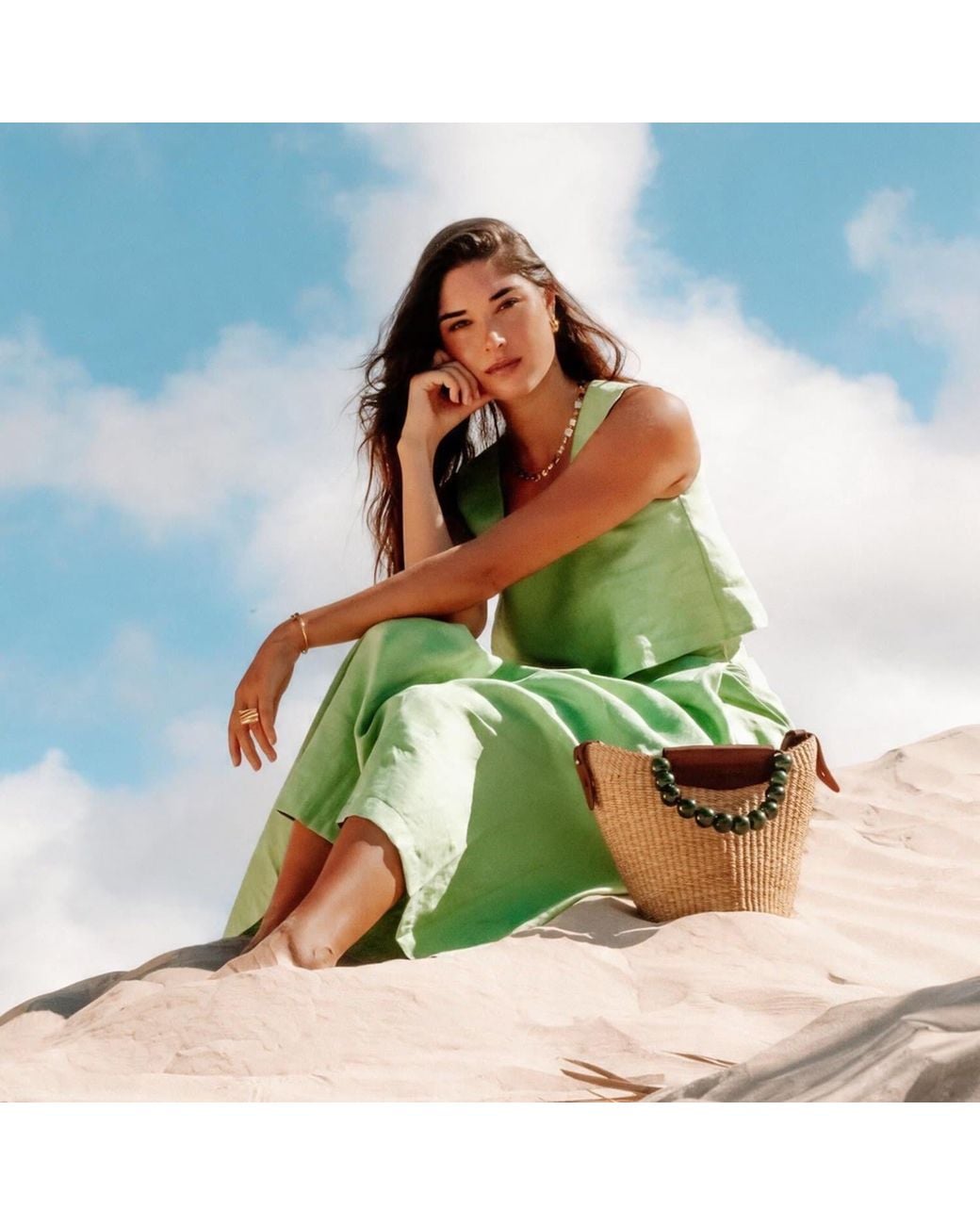 Kipépéo Metallic Selena Basket Bag – Forest