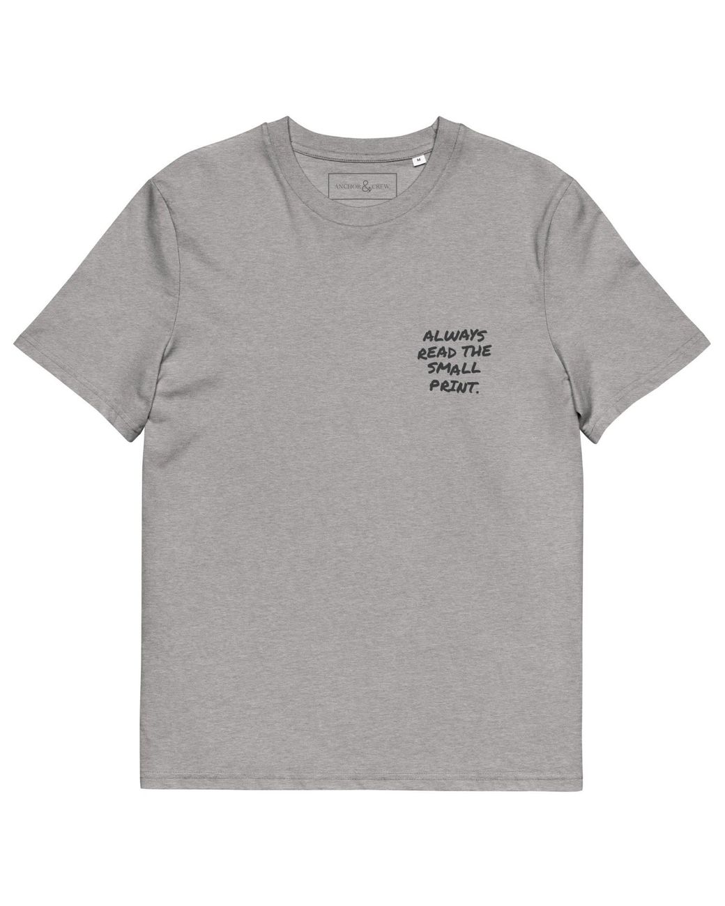 Anchor and Crew Gray Heather Small Print Annotations Organic Cotton T-Shirt