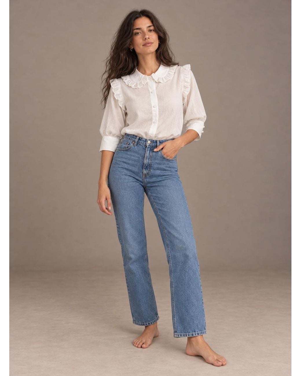 Carolina Benoit White Fillou Peter Pan Collar Top