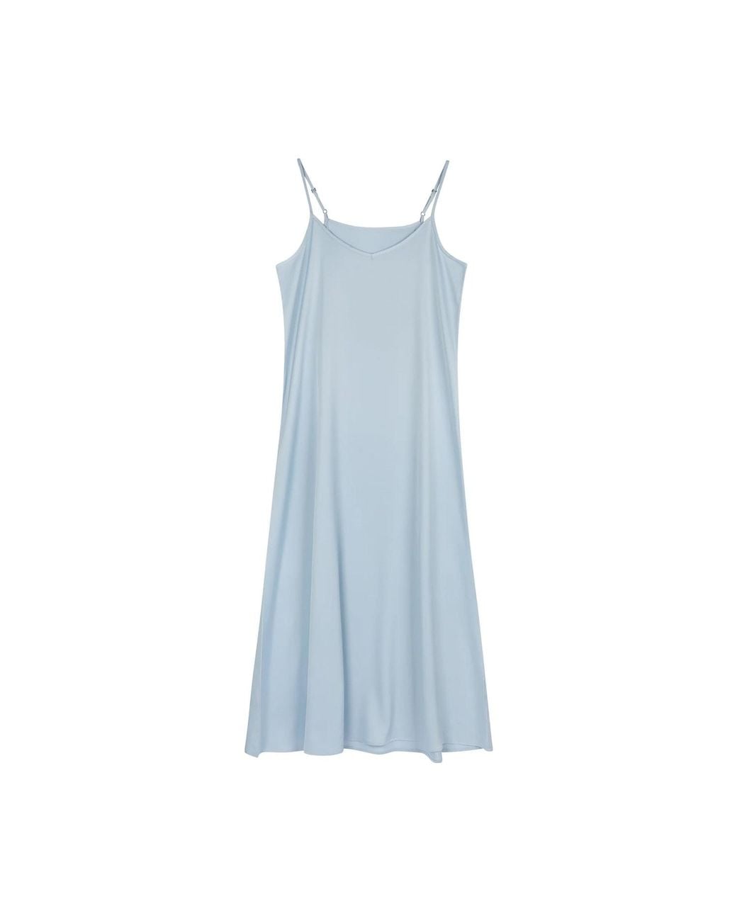 Roch Perel Blue Satin Aline Slip Dress