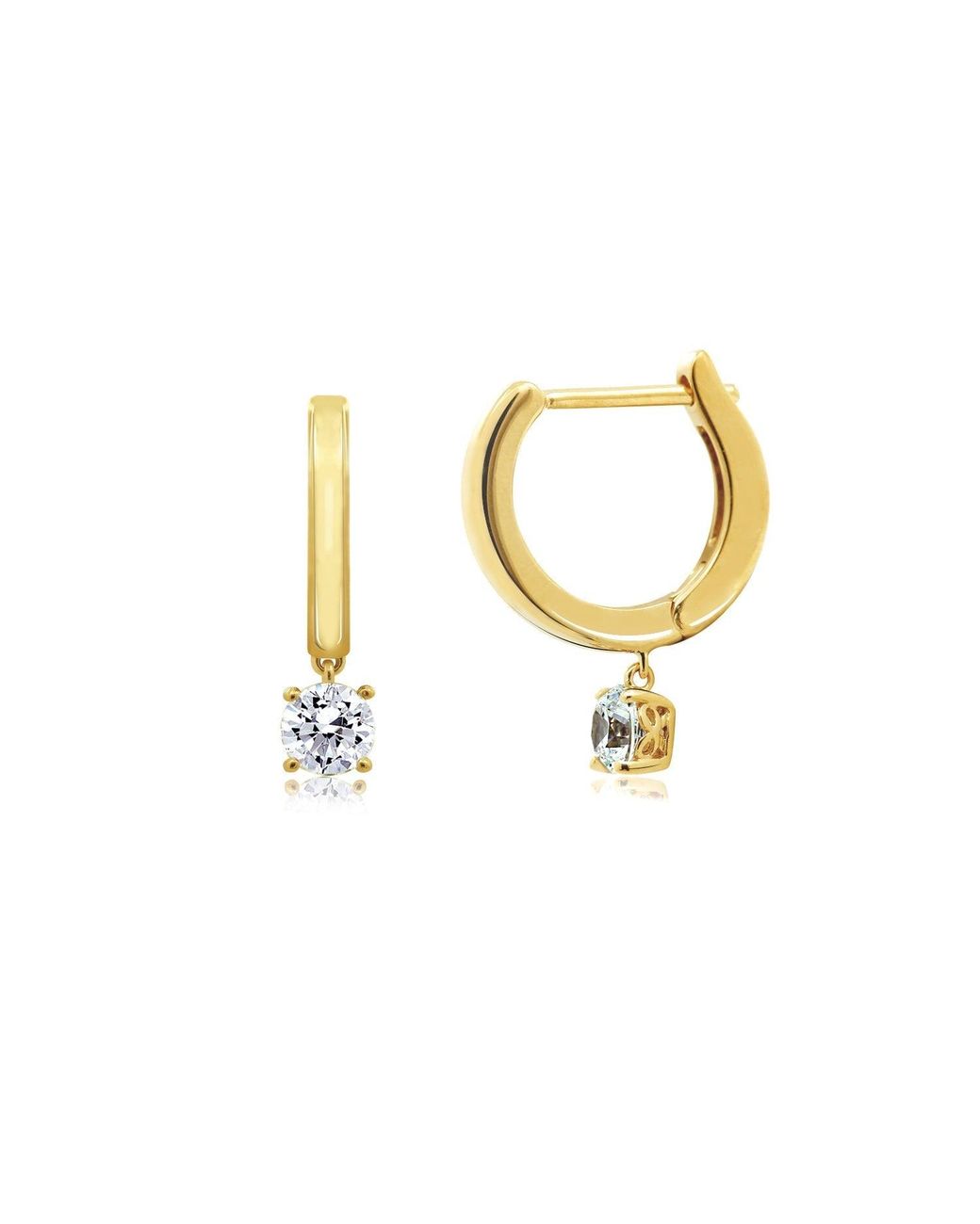 Diamonbliss Metallic Prong Set Dangle Hoop Earrings
