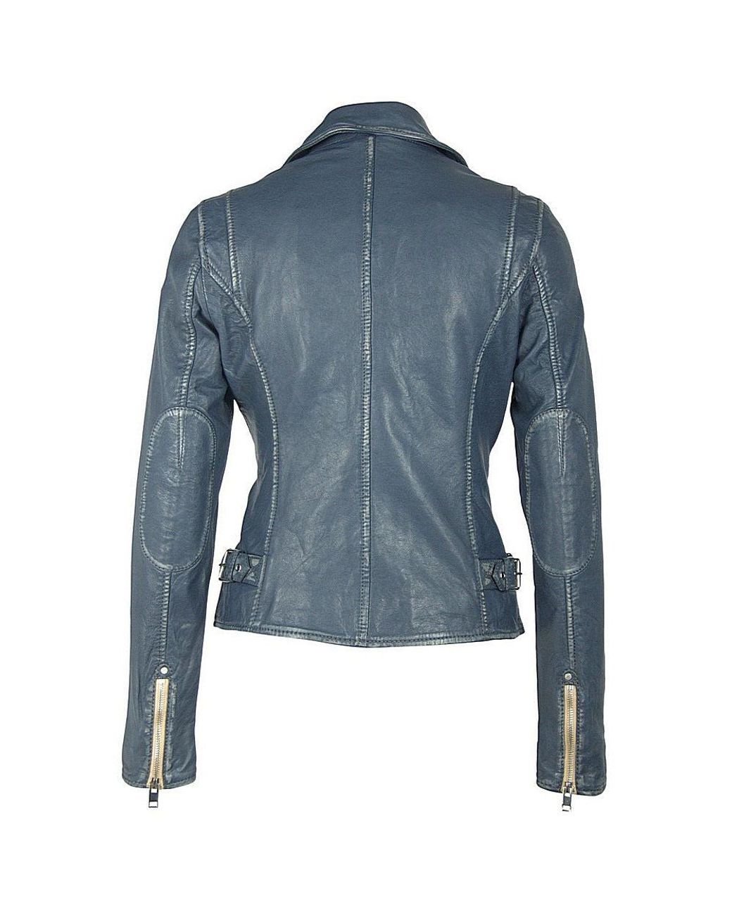 Mauritius Blue Moto Leather Jacket Sofia Denim