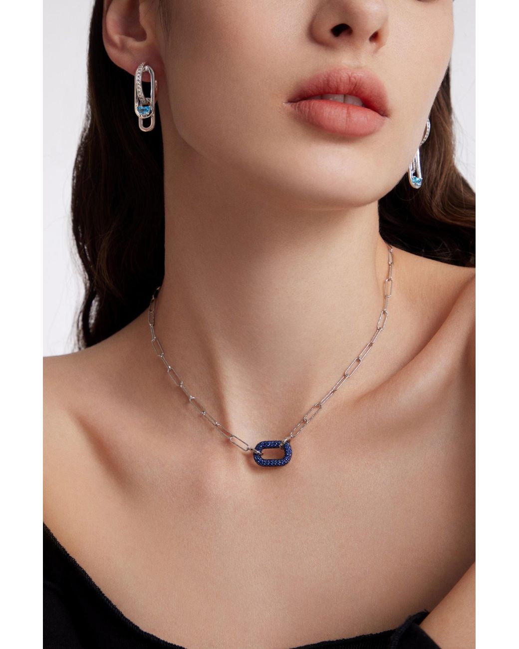 Arte Madrid Blue Toggle Convertible Hoop Earrings With Drop Charms