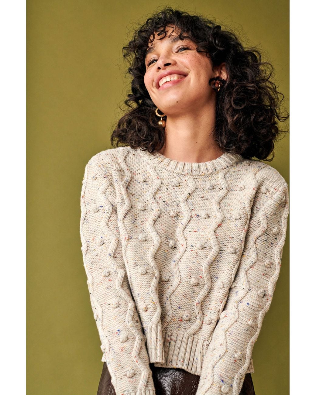 Gigi Knitwear Gray Neutrals Bubble Sweater