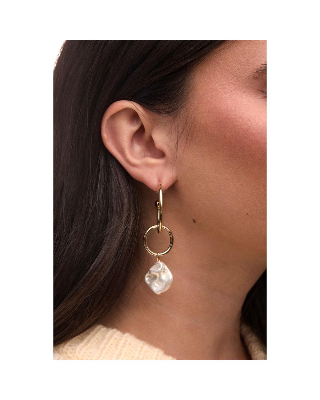 Saachi Metallic Pearl Multi Hoop Earrings