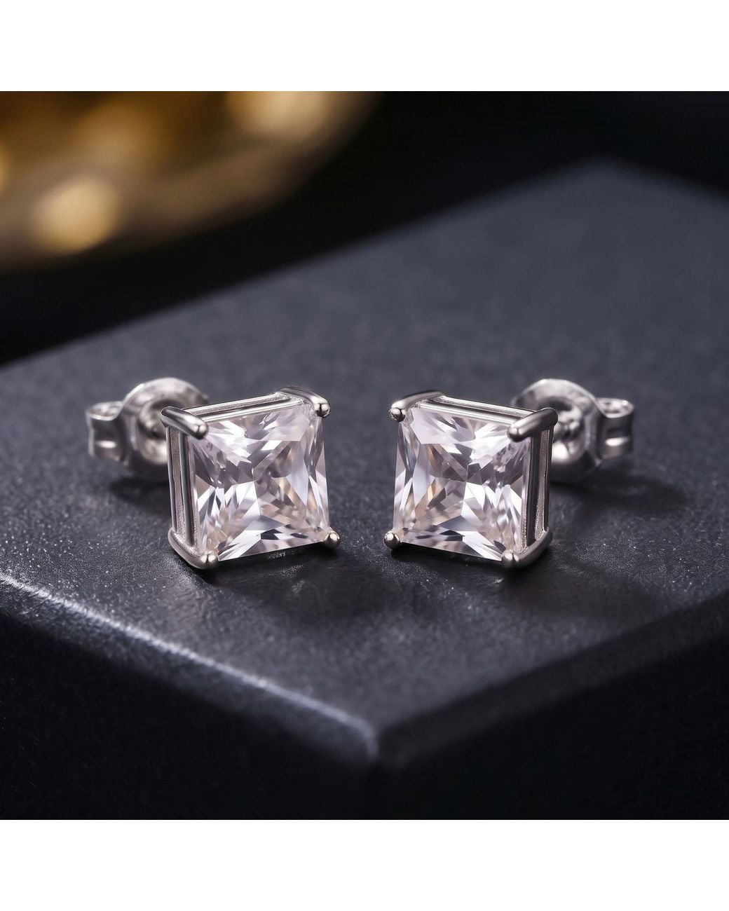 Sophelia Metallic Square Solitaire Stud Earrings For
