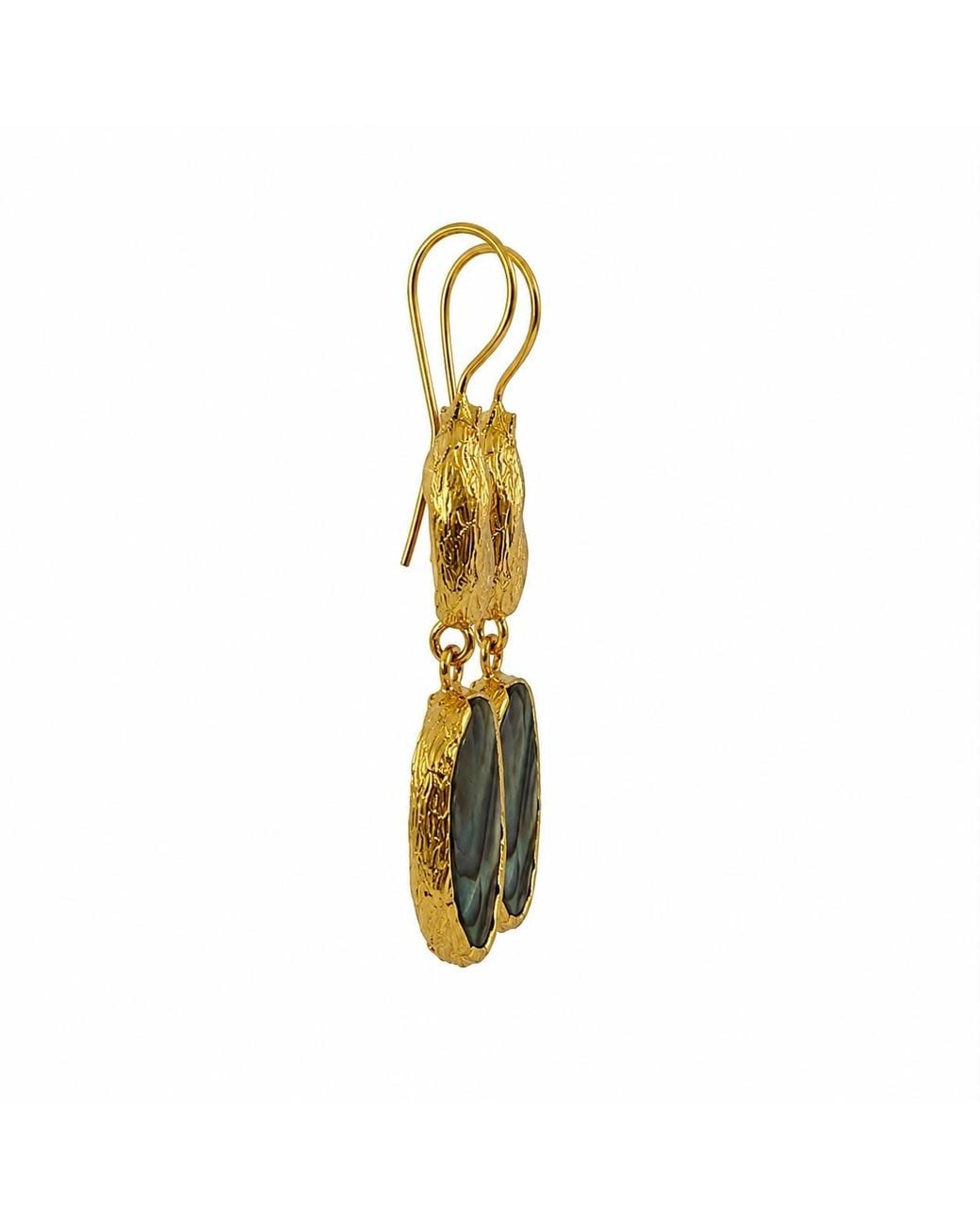 By Ozge Green Ocean Muse Pearl & Iridescent Shell Plated Drop Earrings