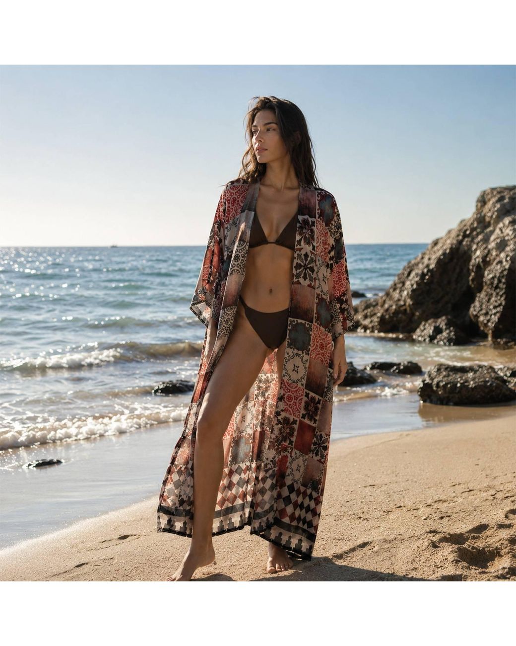 DHARA SHETH DUBAI Multicolor Celestial Tesserae Mosaic Print Kimono Dress