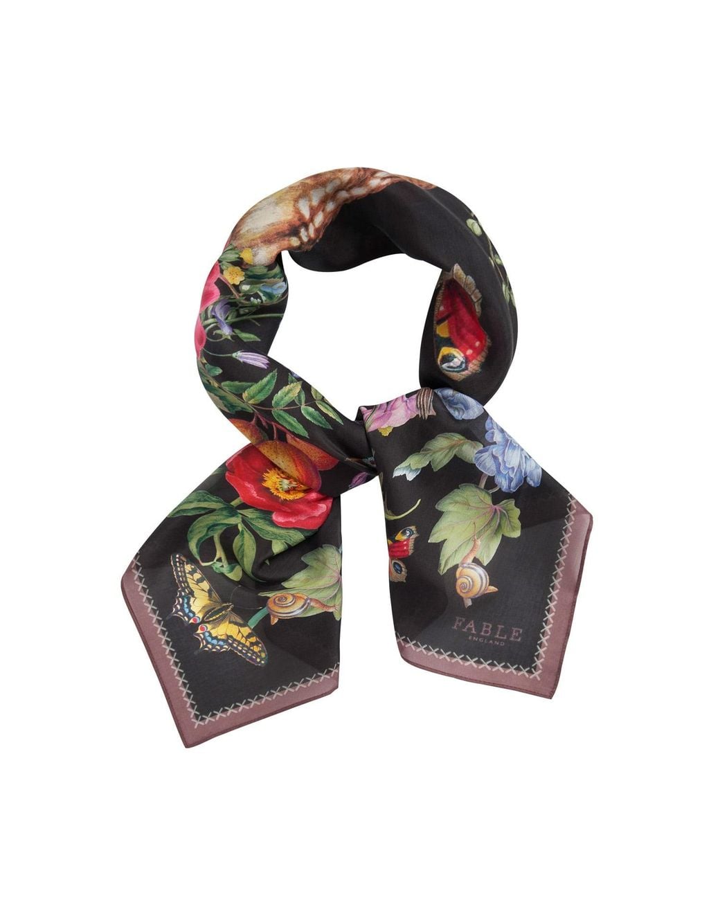 Fable England Green Alice's Garden Narrative Square Scarf