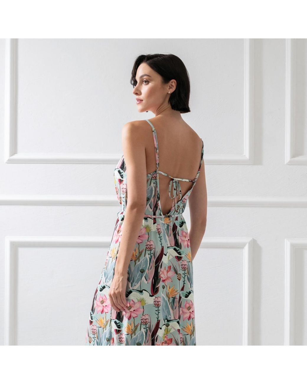 Oh!Zuza Metallic Floral Open Back Maxi Dress