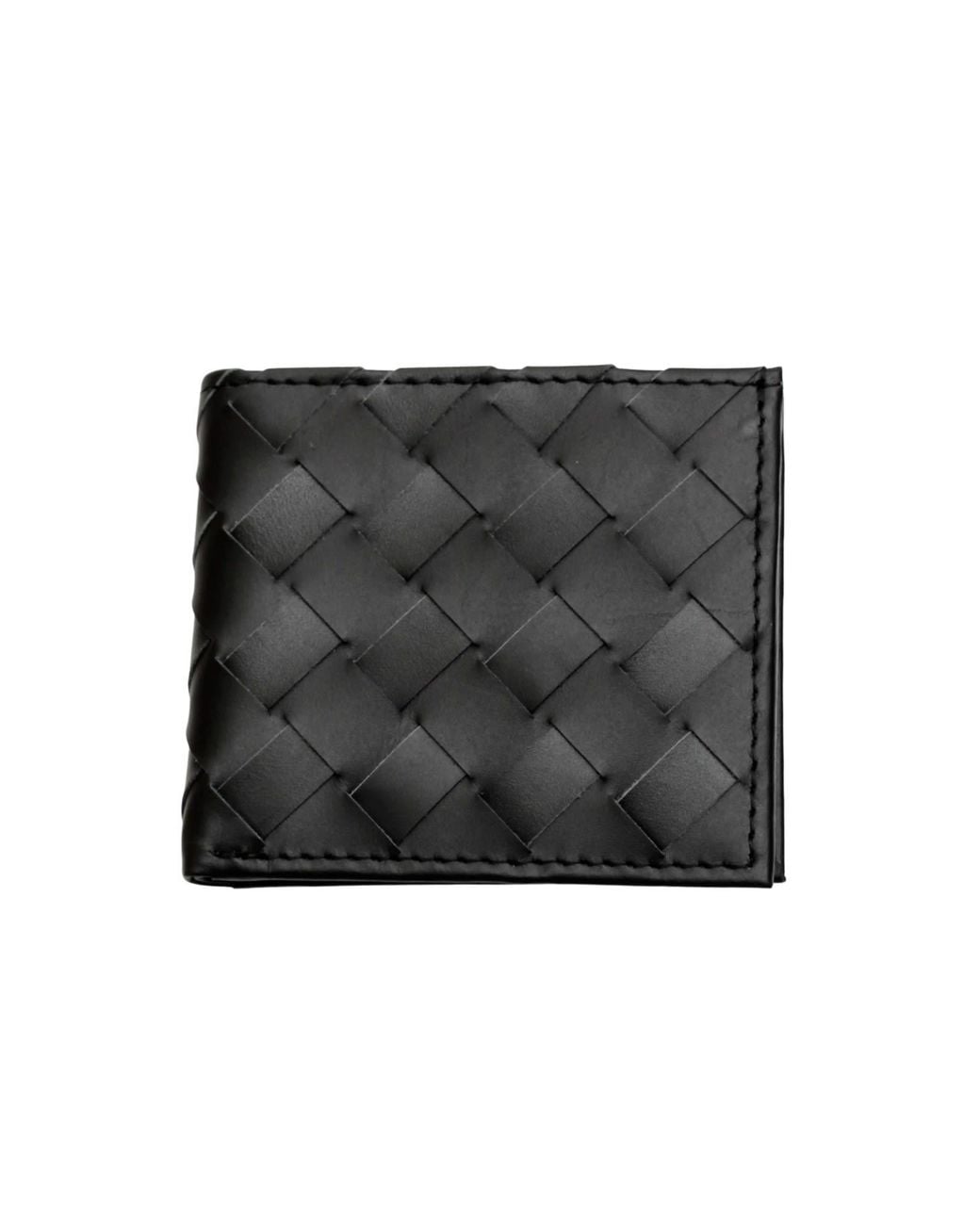VIDA VIDA Black Plaited Leather Card Wallet for men